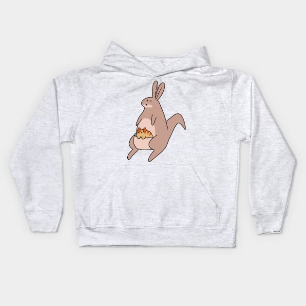 Kangaroo and Tabby Cat Kids Hoodie by saradaboru